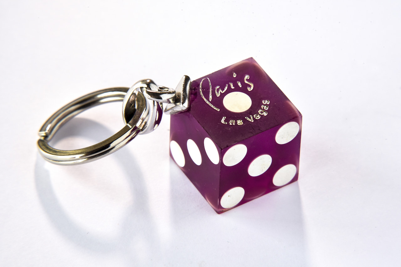 Las Vegas Welcome Sign Dice Pink Keychain Made with Swarovski Crystals